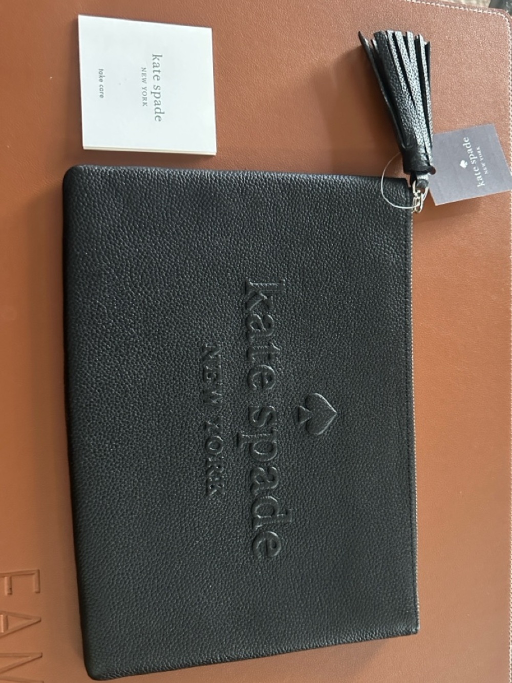 Kate Spade ❤️ New York Sienne Logo Black Large Tassel Pouch/Wristlet~ NWT